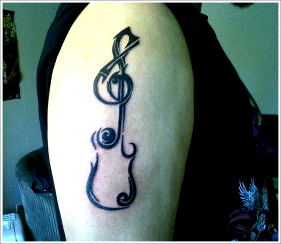 Guitar tattoo design, idea 14