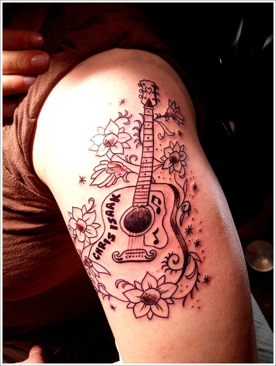 Guitar tattoo design, idea 6
