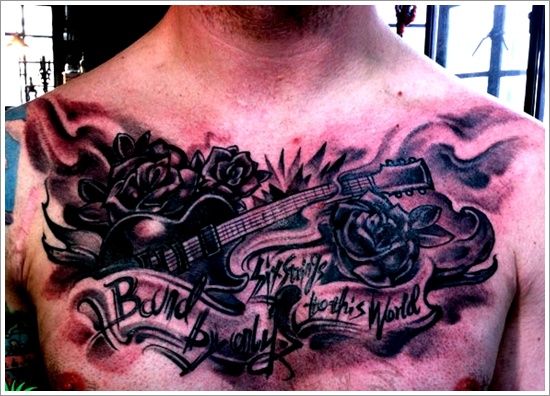 Guitar tattoo design, idea 18