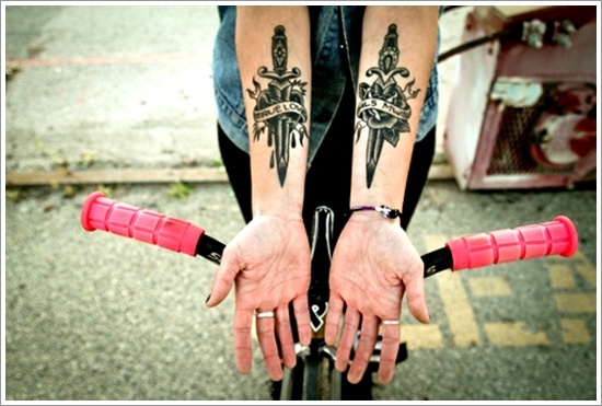 Daggers or knives tattoo design, idea 5