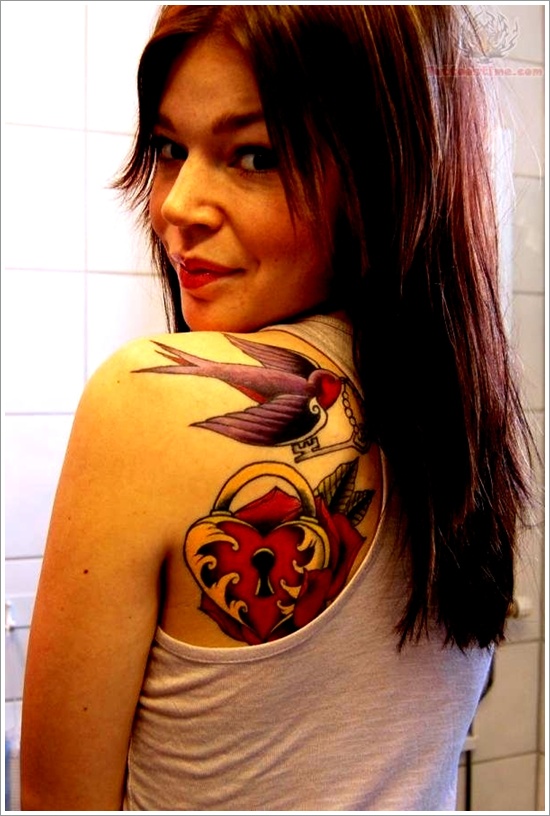 The lock and key tattoo motifs design, idea 15