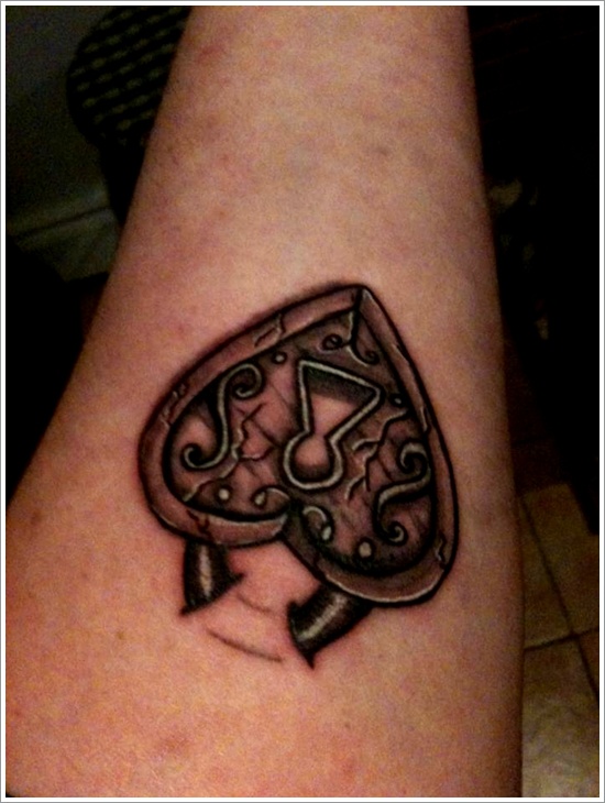 The lock and key tattoo motifs design, idea 11