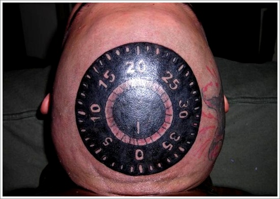 The lock and key tattoo motifs design, idea 26