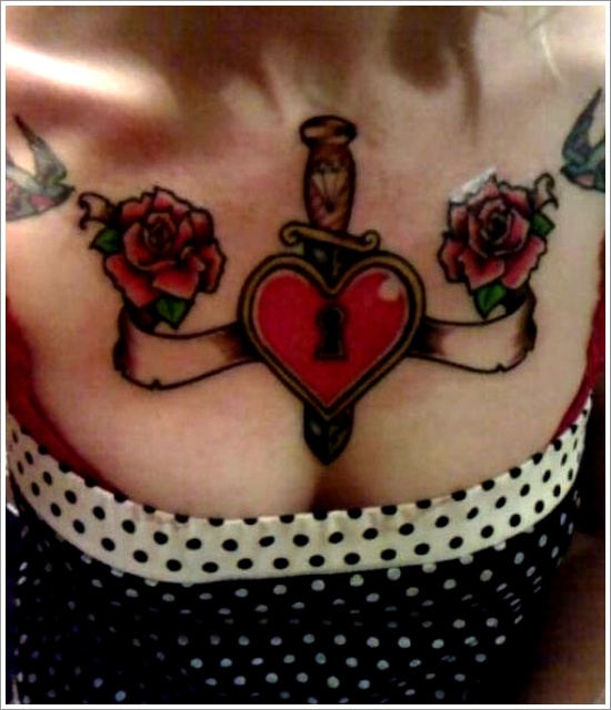 The lock and key tattoo motifs design, idea 20