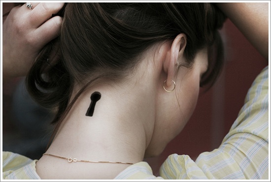 The lock and key tattoo motifs design, idea 7