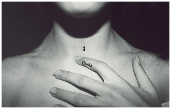 The lock and key tattoo motifs design, idea 12