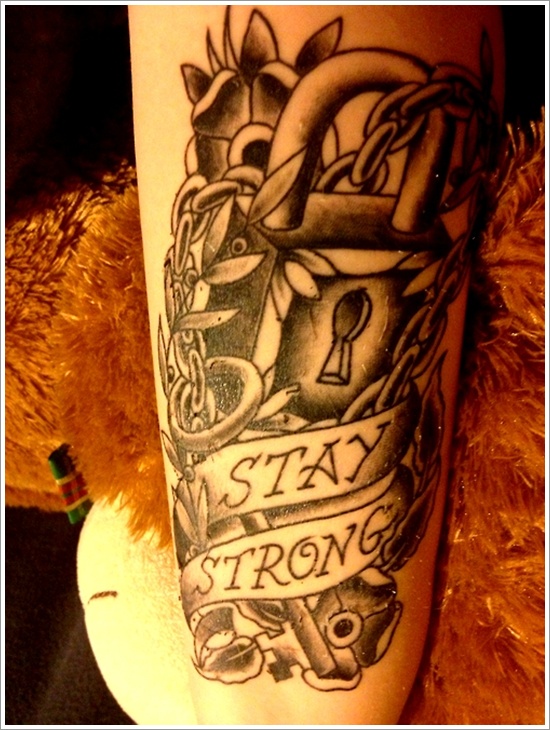 The lock and key tattoo motifs design, idea 16