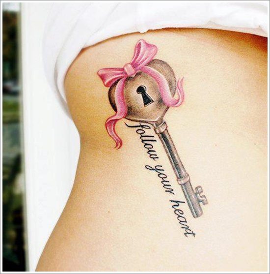 The lock and key tattoo motifs design, idea 17