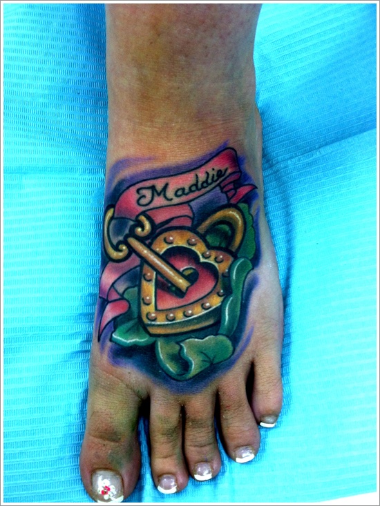 The lock and key tattoo motifs design, idea 10
