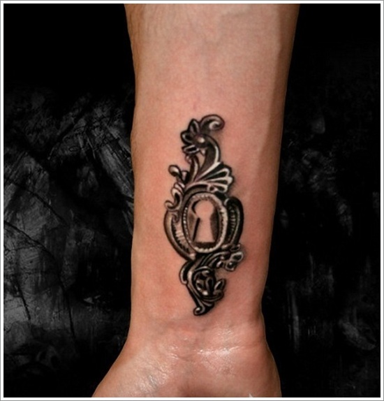 The lock and key tattoo motifs design, idea 30