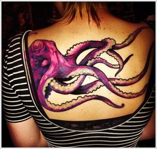 Tattoos featuring squid or octopus in design, idea 29