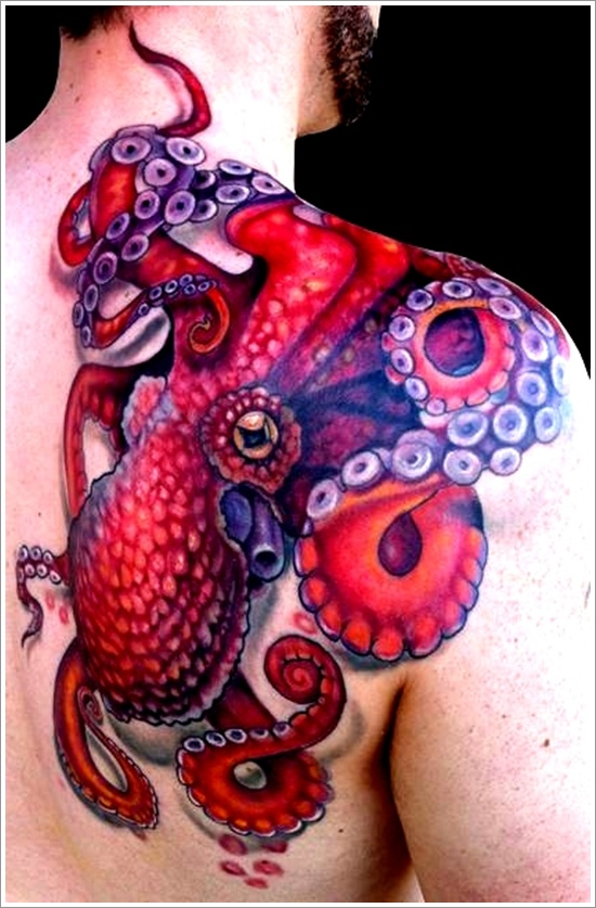 Tattoos featuring squid or octopus in design, idea 25