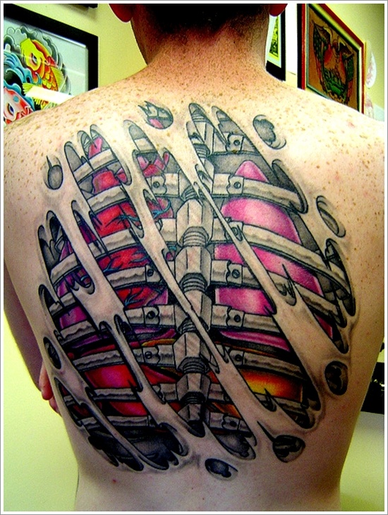 Ripped skin tattoo design, idea 18