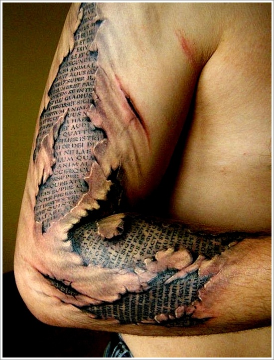 Ripped skin tattoo design, idea 17