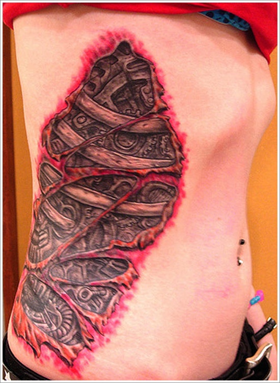 Ripped skin tattoo design, idea 7