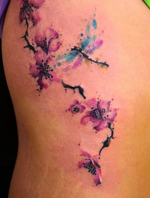 Cute and sexy dragonfly tattoo design, idea 47