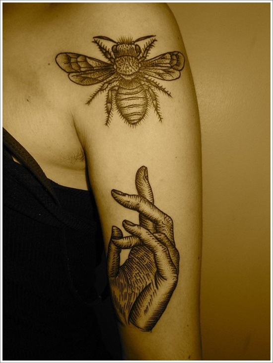 Bee tattoo design, idea 10