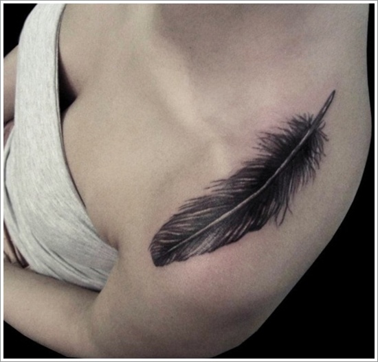 Most popular feather tattoos for women and design, idea 2