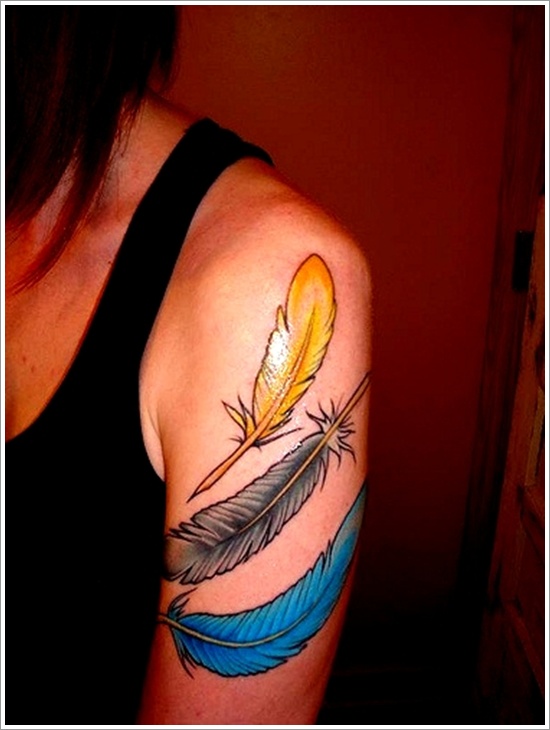 Most popular feather tattoos for women and design, idea 13