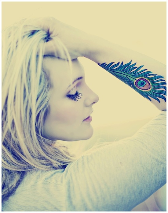 Most popular feather tattoos for women and design, idea 15