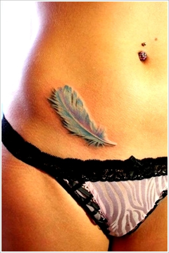 Most popular feather tattoos for women and design, idea 16