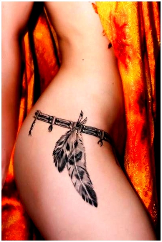 Most popular feather tattoos for women and design, idea 21