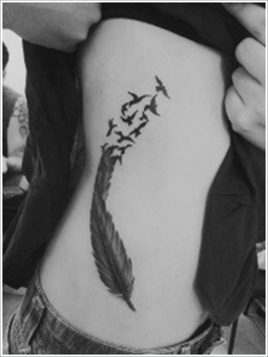 Most popular feather tattoos for women and design, idea 23