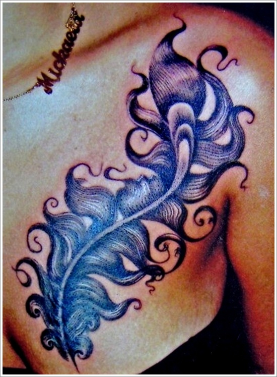 Most popular feather tattoos for women and design, idea 27