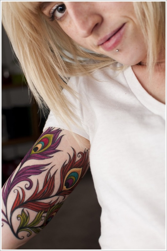 Most popular feather tattoos for women and design, idea 30
