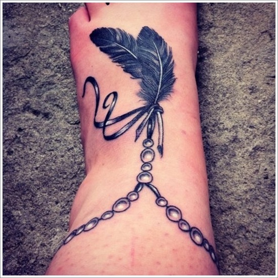 Most popular feather tattoos for women and design, idea 24