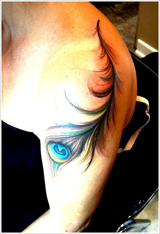 Most popular feather tattoos for women and design, idea 37