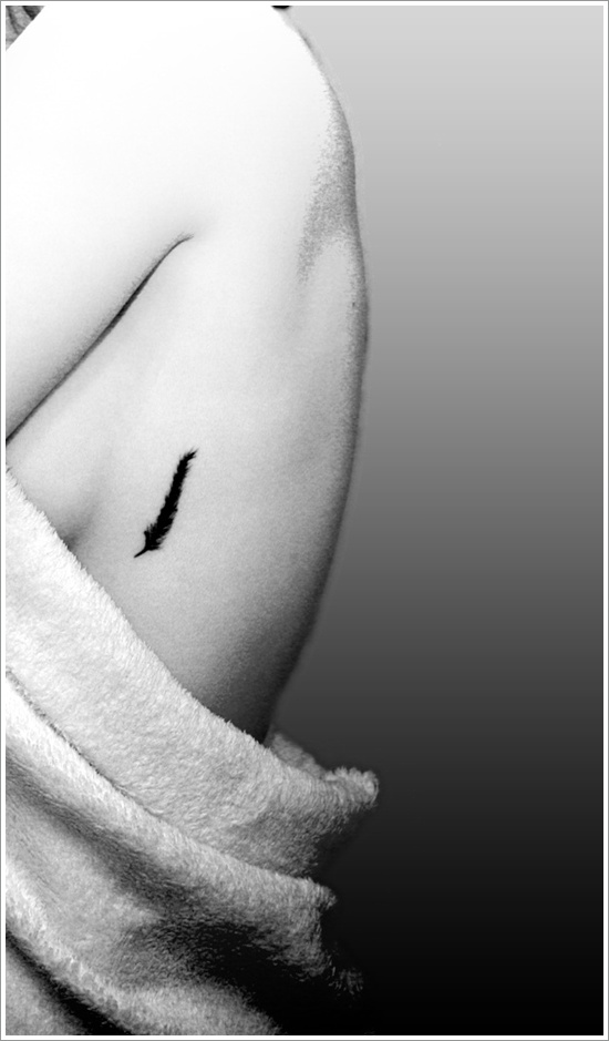 Most popular feather tattoos for women and design, idea 39