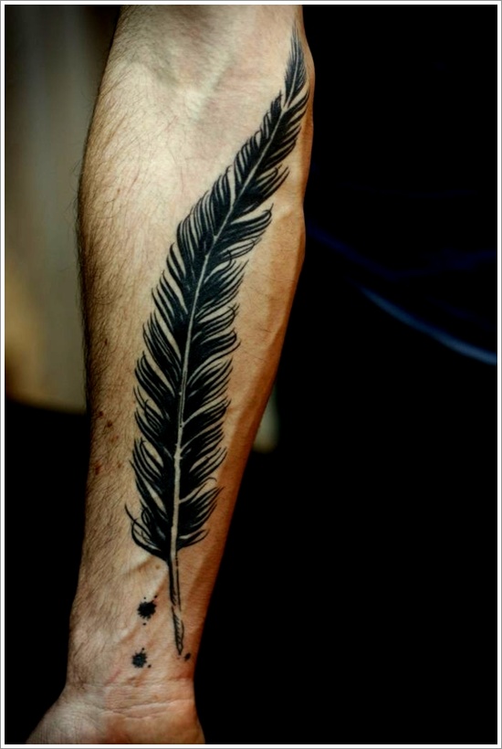 Most popular feather tattoos for women and design, idea 41