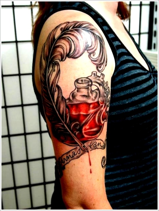 Most popular feather tattoos for women and design, idea 7