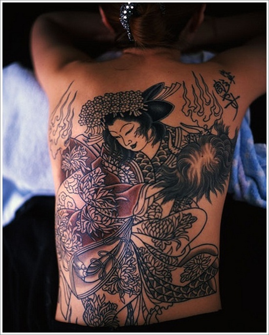 Traditional geisha tattoo design, idea 1