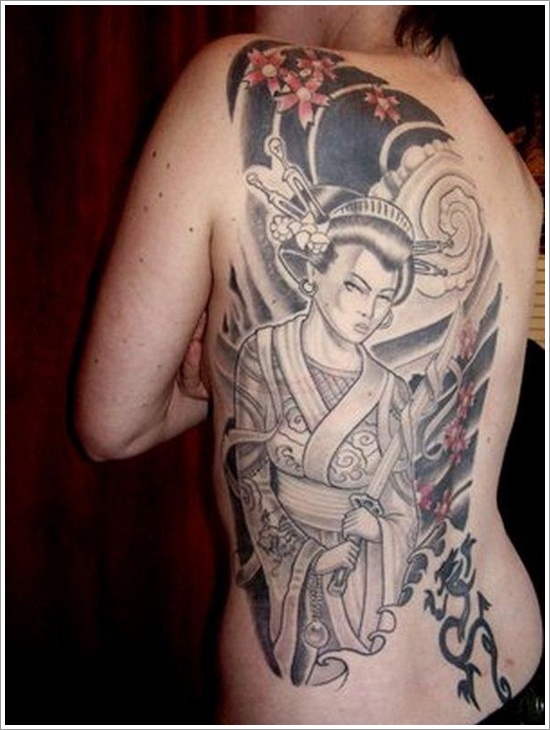Traditional geisha tattoo design, idea 11