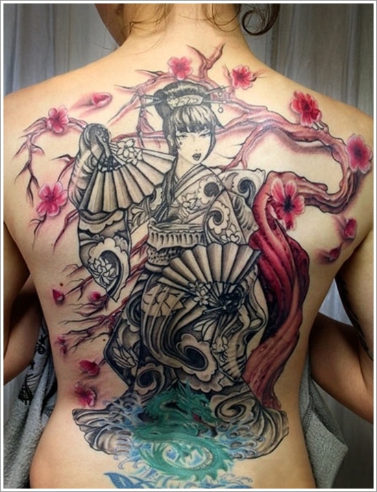Traditional geisha tattoo design, idea 5