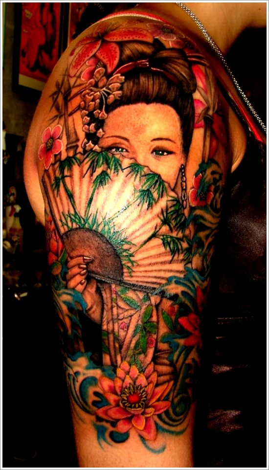 Traditional geisha tattoo design, idea 18
