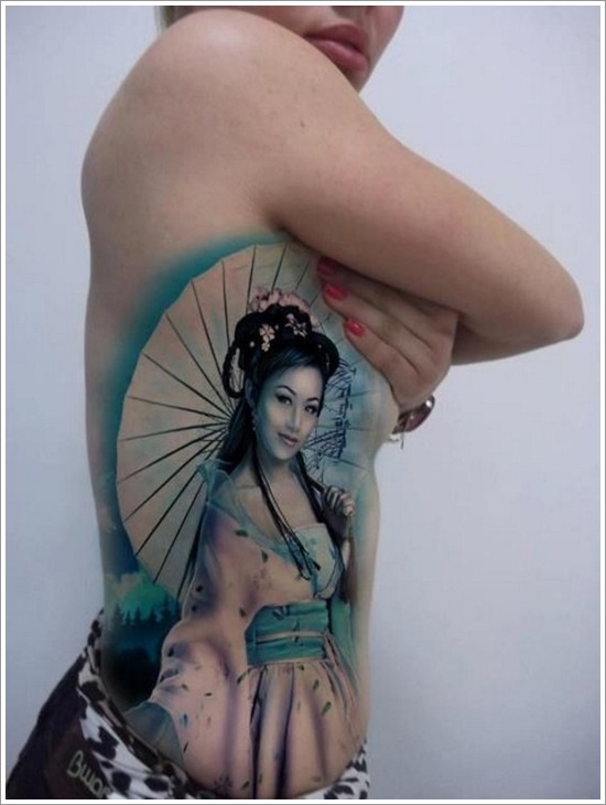 Traditional geisha tattoo design, idea 7