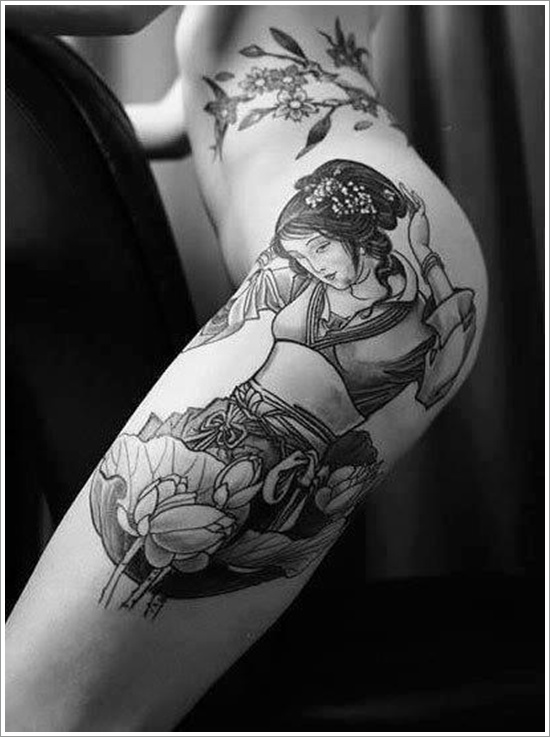 Traditional geisha tattoo design, idea 2