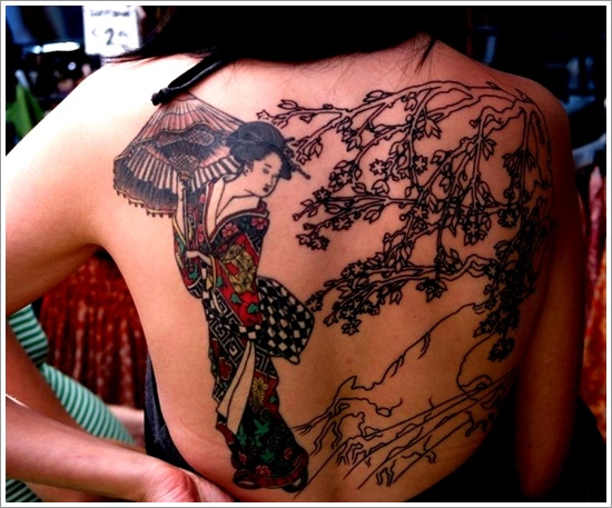 Traditional geisha tattoo design, idea 13
