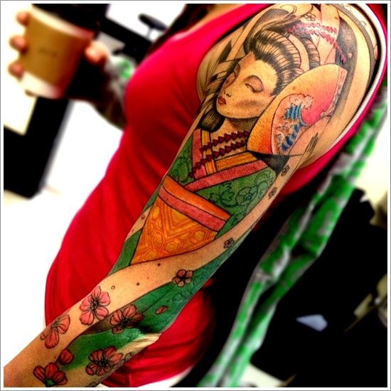Traditional geisha tattoo design, idea 19