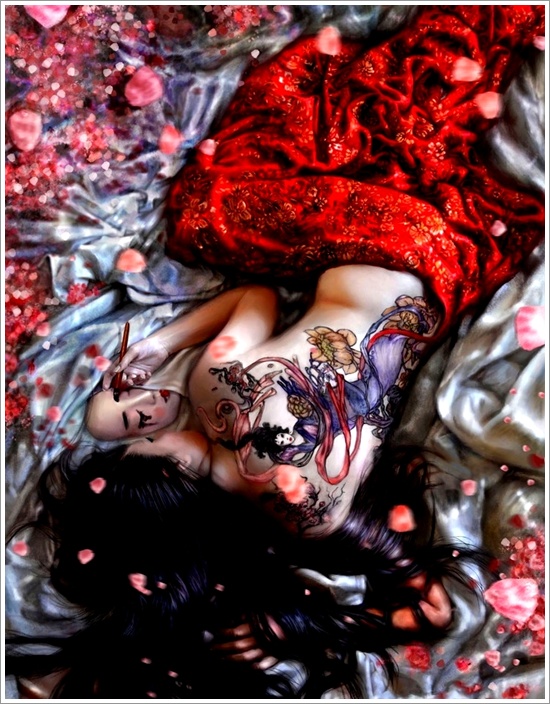 Traditional geisha tattoo design, idea 4