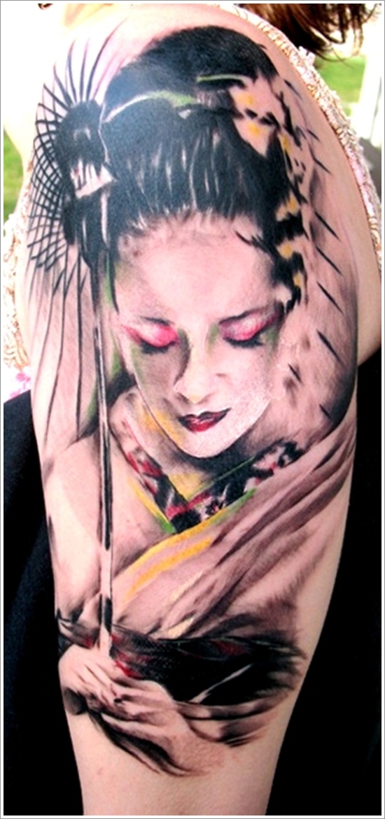 Traditional geisha tattoo design, idea 39