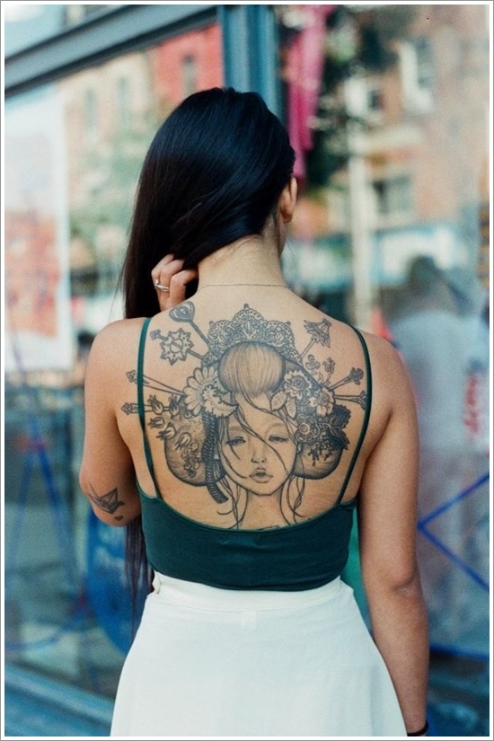 Traditional geisha tattoo design, idea 26