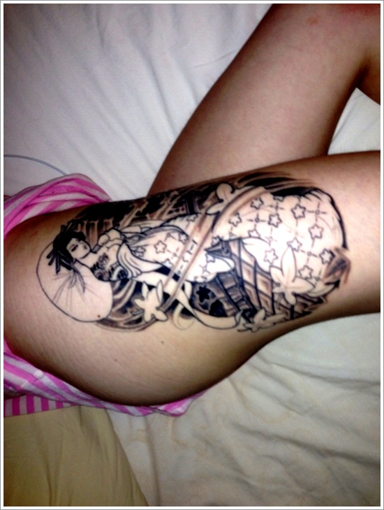 Traditional geisha tattoo design, idea 35
