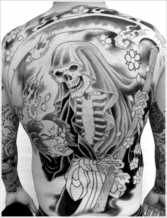 Horrifying grim reaper tattoo design, idea 9