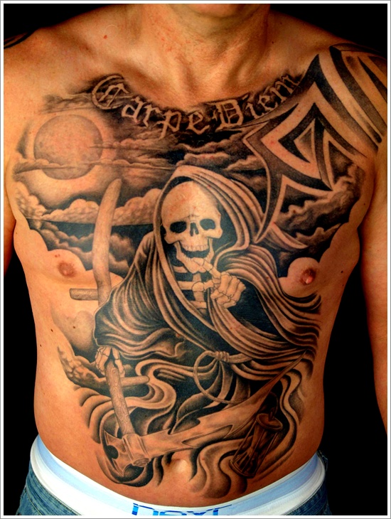Horrifying grim reaper tattoo design, idea 14