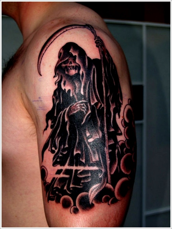 Horrifying grim reaper tattoo design, idea 26
