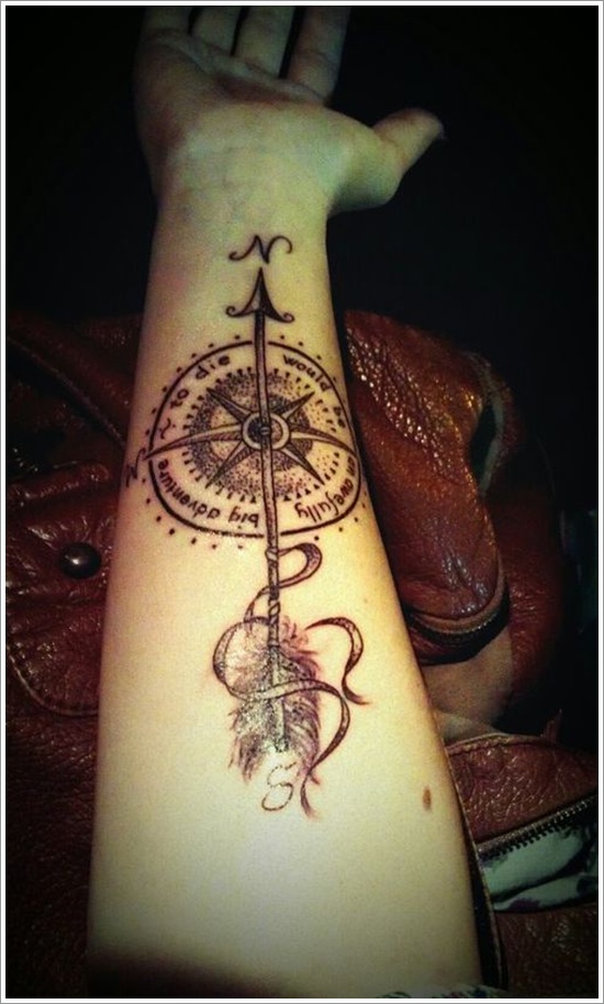 Amazing compass tattoo design, idea 25